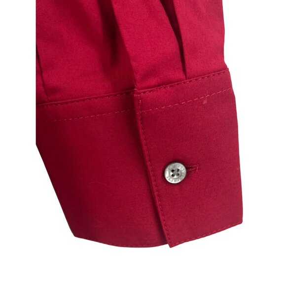 NWT Express Design Studio Red L/S Button-Down Tunic Blouse | Office Siren Preppy - Picture 4 of 15